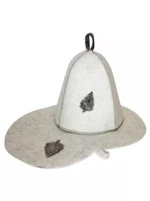 Комплект банный (шапка,коврик), войлок бел. (Б1601)