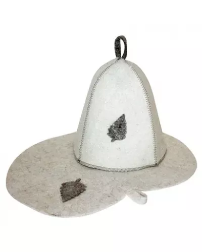 Комплект банный (шапка,коврик), войлок бел. (Б1601)