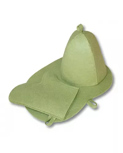 Комплект банный цветной (шапка,рукавица,коврик), войлок (Б1602)