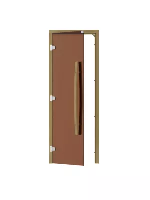 Комплект двери с 'бронзовым' стеклом SAWO 741-3SGD-L-1 (кедр, без порога, изогнутая ручка, левая)