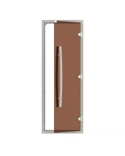Комплект двери SAWO 741-4SGA-1 с 'бронзовым' стеклом (осина, с порогом, изогнутая ручка)