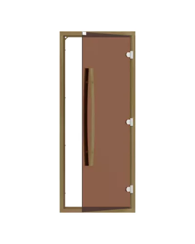 Комплект двери с 'бронзовым' стеклом SAWO 742-4SGD-1 (с порогом, кедр, изогнутая ручка)