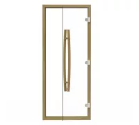 Дверь для сауны SAWO 7/19, прозрачная, кедр, изогнутая ручка, 741-4SCD-1