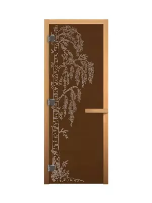 Дверь для бани и сауны Бронза "БЕРЁЗКА" 1900х700мм (8мм, 3 петли 716 CR) (Магнит) (ОСИНА)