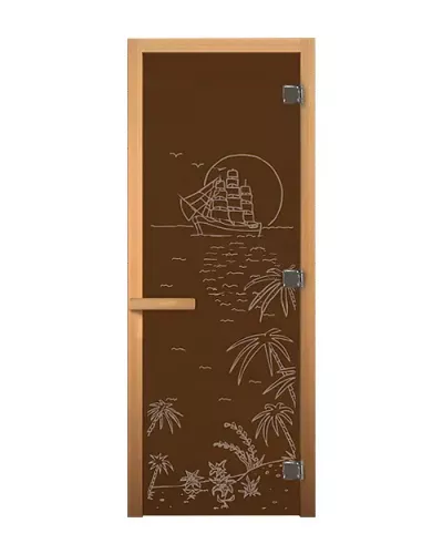 Дверь для бани и сауны Бронза "ЛАГУНА" 1900х700мм (8мм, 3 петли 716 CR) (Магнит) (ОСИНА)