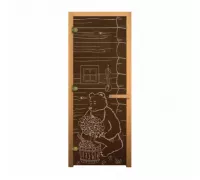 Дверь для бани и сауны Бронза "МИШКА" 1900х700мм (8мм, 3 петли 716 CR) (Магнит) (ОСИНА)
