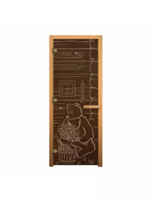 Дверь для бани и сауны Бронза "МИШКА" 1900х700мм (8мм, 3 петли 716 CR) (Магнит) (ОСИНА)