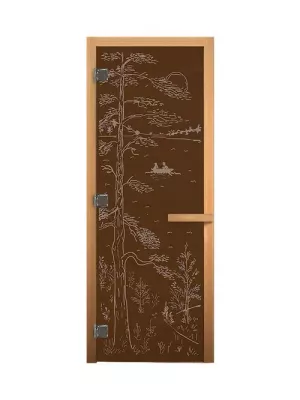 Дверь для бани и сауны Бронза "ТАЙГА" 1900х700мм (8мм, 3 петли 716 СR) (Магнит) (ОСИНА)